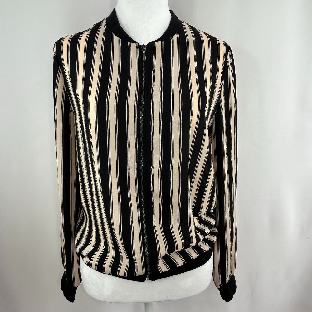 Como Black capsule minimalist striped bomber jacket black cream - XS